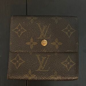 Louis Vuitton Monogram Canvas Compact Wallet in Brown and Gold